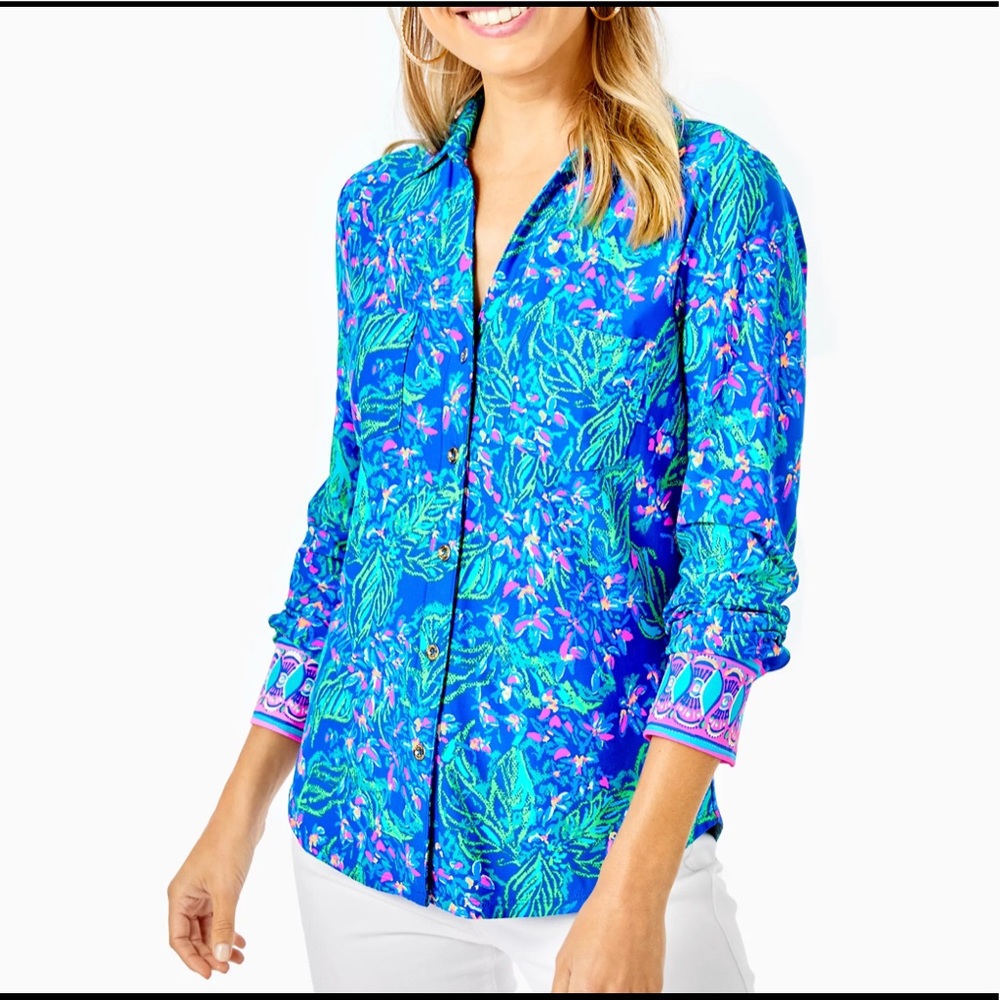 Lilly Pulitzer UPF 50+ ChillyLilly Marlena Button Down Top